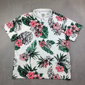 Under Armour Mens Shirt 3XL White Pink Green Floral Playoff Polo 2.0 Performance